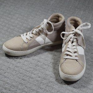 White Raven Size 8.5 Beige High Top Sneakers